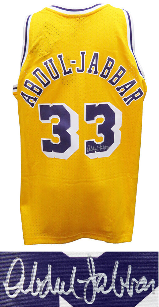 Kareem Abdul-Jabbar Signed Los Angeles Lakers Gold Mitchell & Ness NBA Swingman Basketball Jersey - JABJRY204 - Kareem Abdul-Jabbar Signed Los Angeles Lakers Gold Mitchell & Ness NBA Swingman Basketball Jersey product image