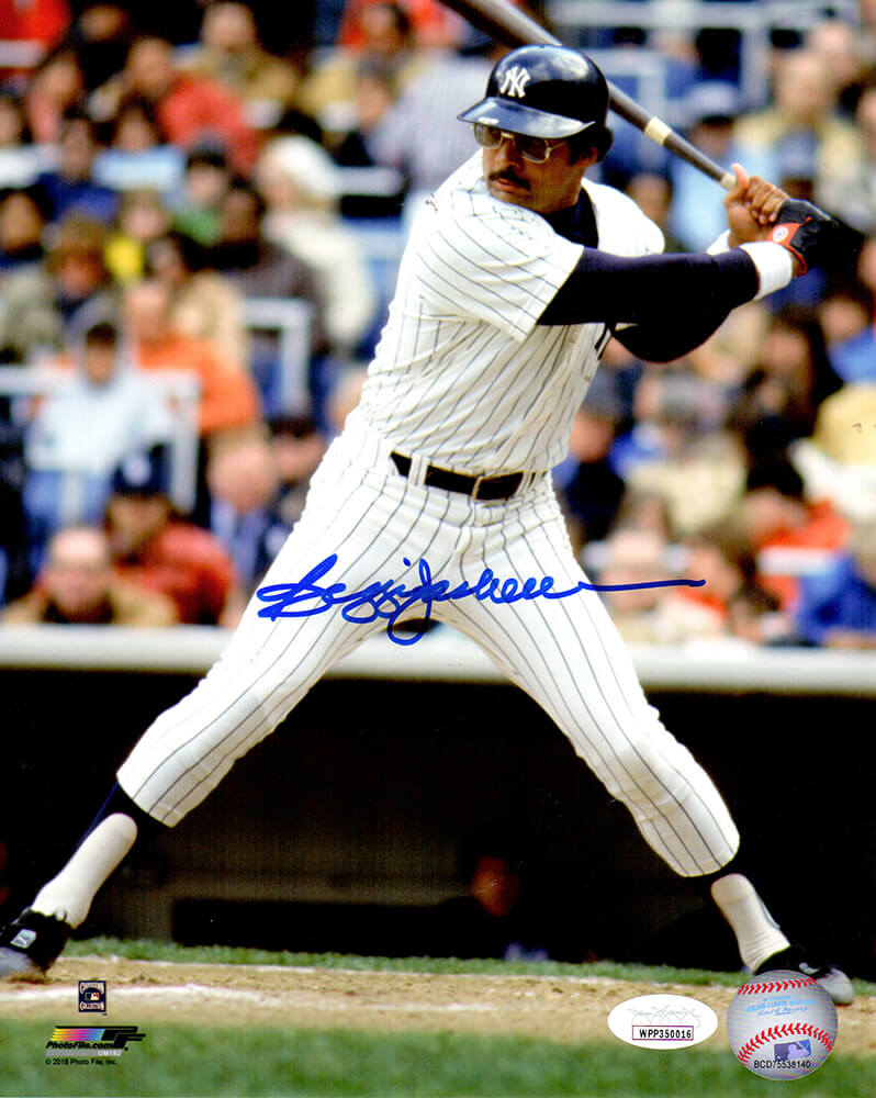 Reggie Jackson Signed New York Yankees Batting 8x10 Photo (JSA) - JAC08P104 - Reggie Jackson Signed New York Yankees Batting 8x10 Photo (JSA) product image