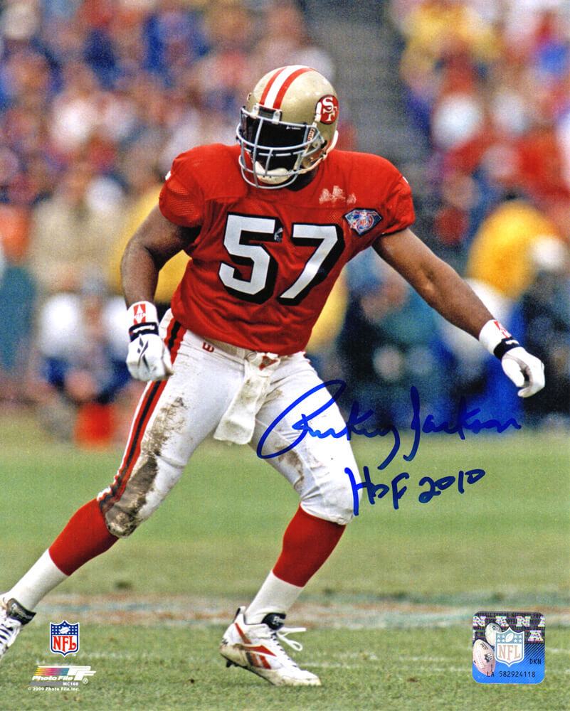 Rickey Jackson Signed San Francisco 49ers Action 8x10 Photo w/HOF 2010 - JAC08P320 - Rickey Jackson Signed San Francisco 49ers Action 8x10 Photo w/HOF 2010 product image