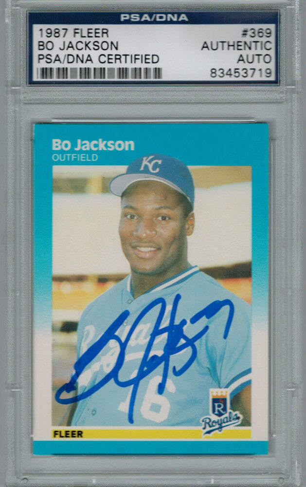 Bo Jackson Signed Royals 1987 Fleer Baseball Rookie Card #369 - PSA/DNA - JACCAR101 - Bo Jackson Signed Royals 1987 Fleer Baseball Rookie Card #369 - PSA/DNA product image