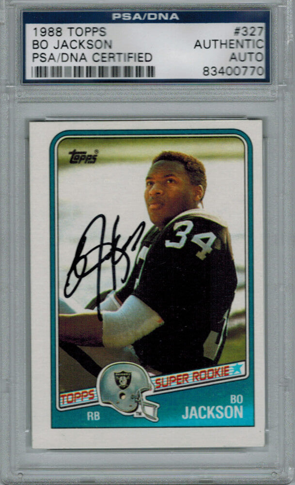 Bo Jackson Signed Raiders 1988 Topps Rookie Card #327 - PSA/DNA - JACCAR300 - Bo Jackson Signed Raiders 1988 Topps Rookie Card #327 - PSA/DNA product image