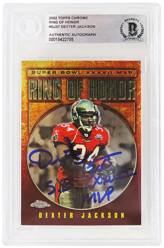 Dexter Jackson Signed Tampa Bay Buccaneers 2002 Topps Chrome Ring of Honor Football Card #DJ37 w/SB XXXVII MVP - (Beckett Encapsulated) - JACCAR320 - Dexter Jackson Signed Tampa Bay Buccaneers 2002 Topps Chrome Ring of Honor Football Card #DJ37 w/SB XXXVII MVP - (Beckett Encapsulated) product image