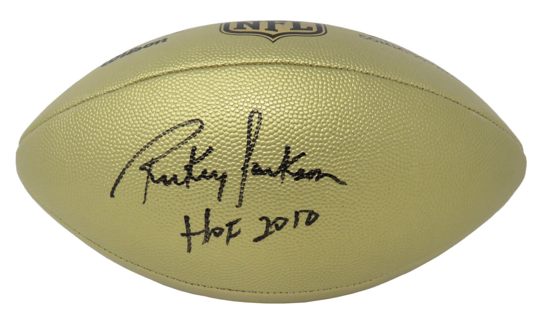 Rickey Jackson Signed Wilson Duke Gold Metallic NFL Full Size Replica Football w/HOF 2010 - JACFTB321 - Rickey Jackson Signed Wilson Duke Gold Metallic NFL Full Size Replica Football w/HOF 2010 product image