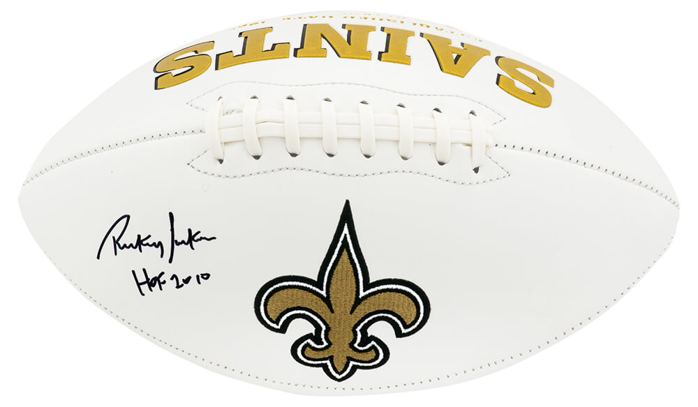 Rickey Jackson Signed New Orleans Saints White Team Logo Football w/HOF 2010 - JACFTB325 - Rickey Jackson Signed New Orleans Saints White Team Logo Football w/HOF 2010 product image