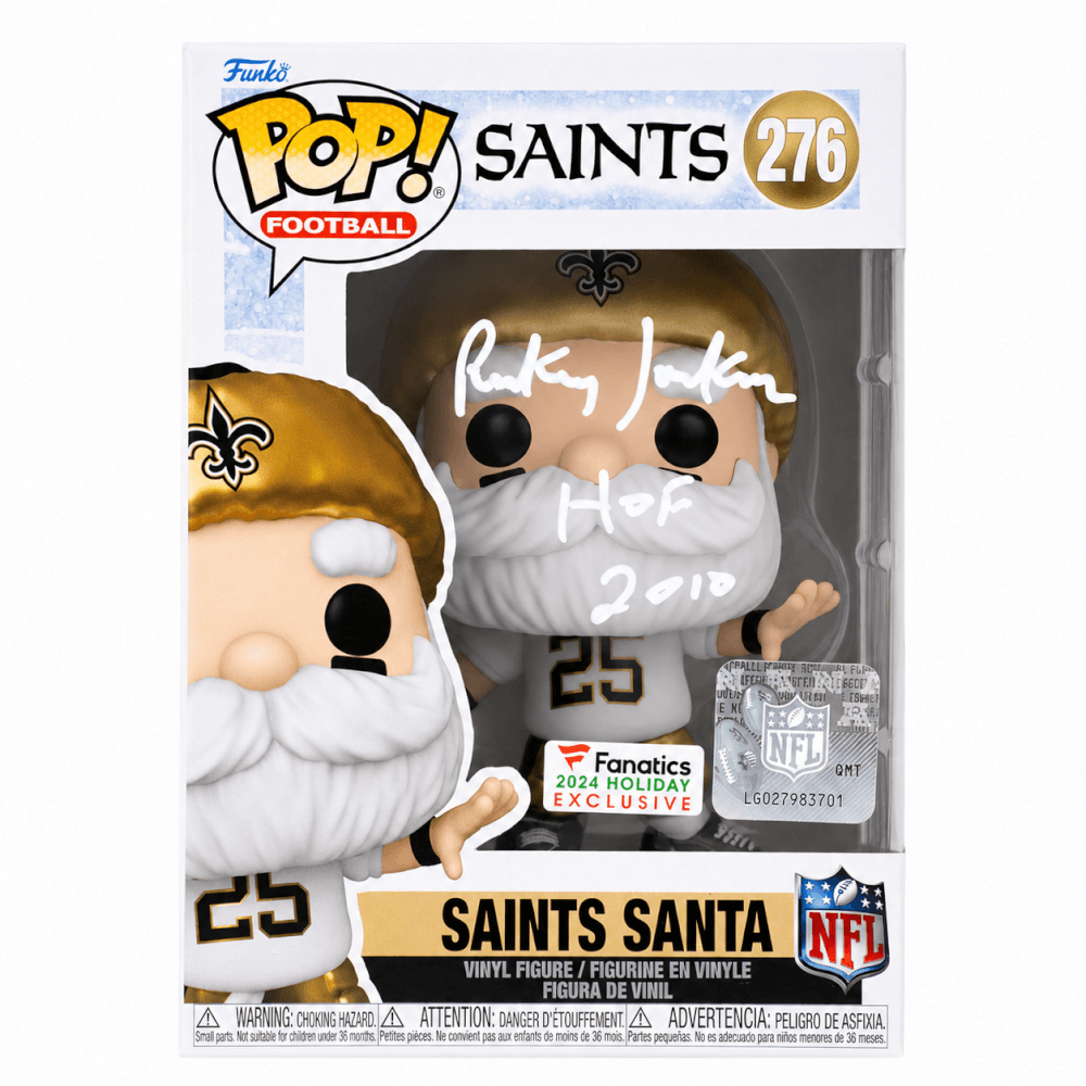 Rickey Jackson Signed New Orleans Saints SANTA Funko Pop Doll #276 w/HOF 2010 - JACFUN300 - Rickey Jackson Signed New Orleans Saints SANTA Funko Pop Doll #276 w/HOF 2010 product image