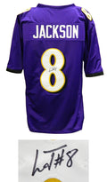 Lamar Jackson Signed Purple Custom Football Jersey - JACJRY330 - Lamar Jackson Signed Purple Custom Football Jersey product image