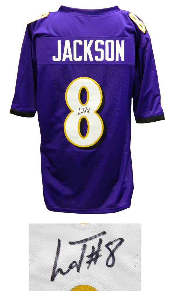 Lamar Jackson Signed Purple Custom Football Jersey - JACJRY330 - Lamar Jackson Signed Purple Custom Football Jersey product image