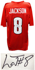 Lamar Jackson Signed Red Custom Football Jersey - JACJRY331 - Lamar Jackson Signed Red Custom Football Jersey product image