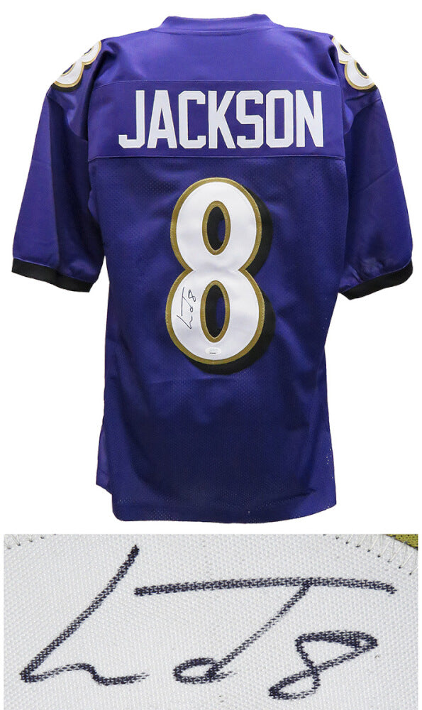 Lamar Jackson Signed Purple Custom Football Jersey (JSA) - JACJRY332 - Lamar Jackson Signed Purple Custom Football Jersey (JSA) product image