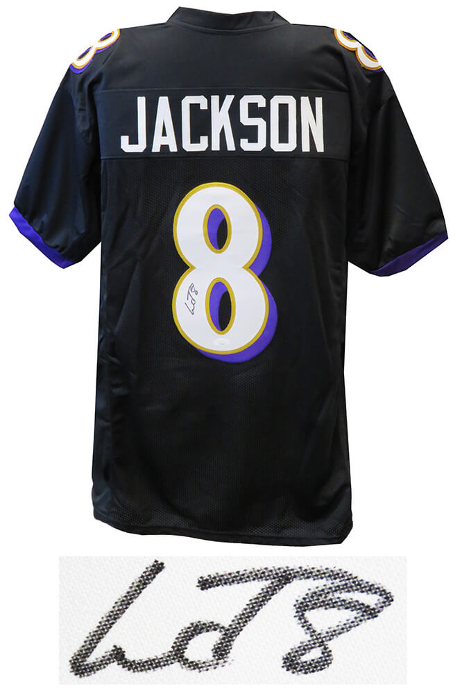 Lamar Jackson Signed Black Custom Football Jersey (JSA) - JACJRY333 - Lamar Jackson Signed Black Custom Football Jersey (JSA) product image