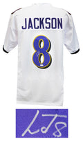 Lamar Jackson Signed White Custom Football Jersey (JSA) - JACJRY334 - Lamar Jackson Signed White Custom Football Jersey (JSA) product image