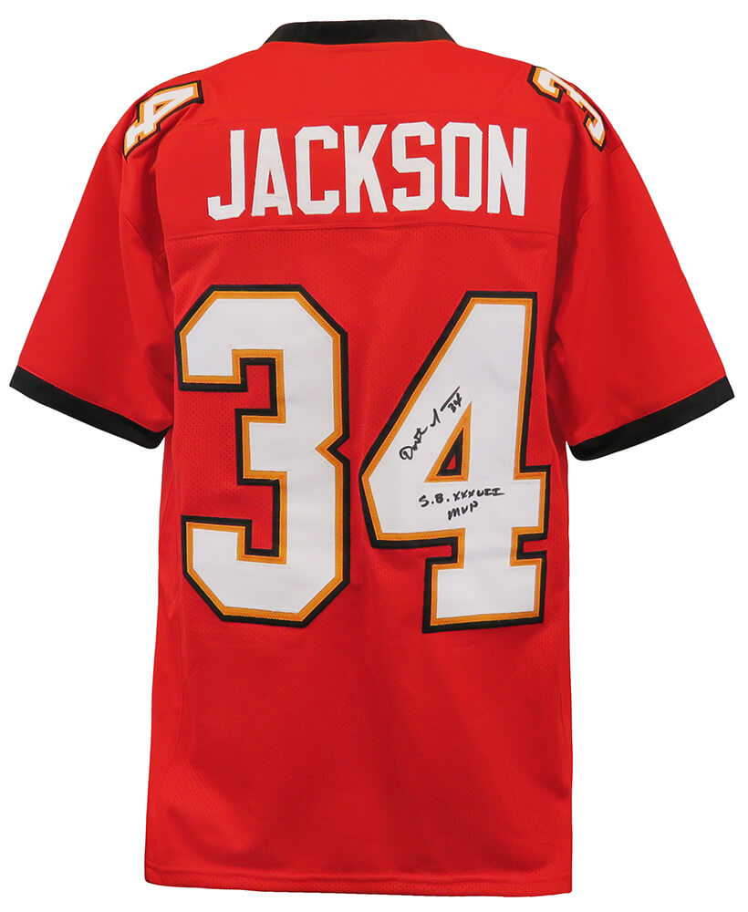 Dexter Jackson Signed Red Custom Football Jersey w/SB XXXVII MVP - JACJRY340 - Dexter Jackson Signed Red Custom Football Jersey w/SB XXXVII MVP product image