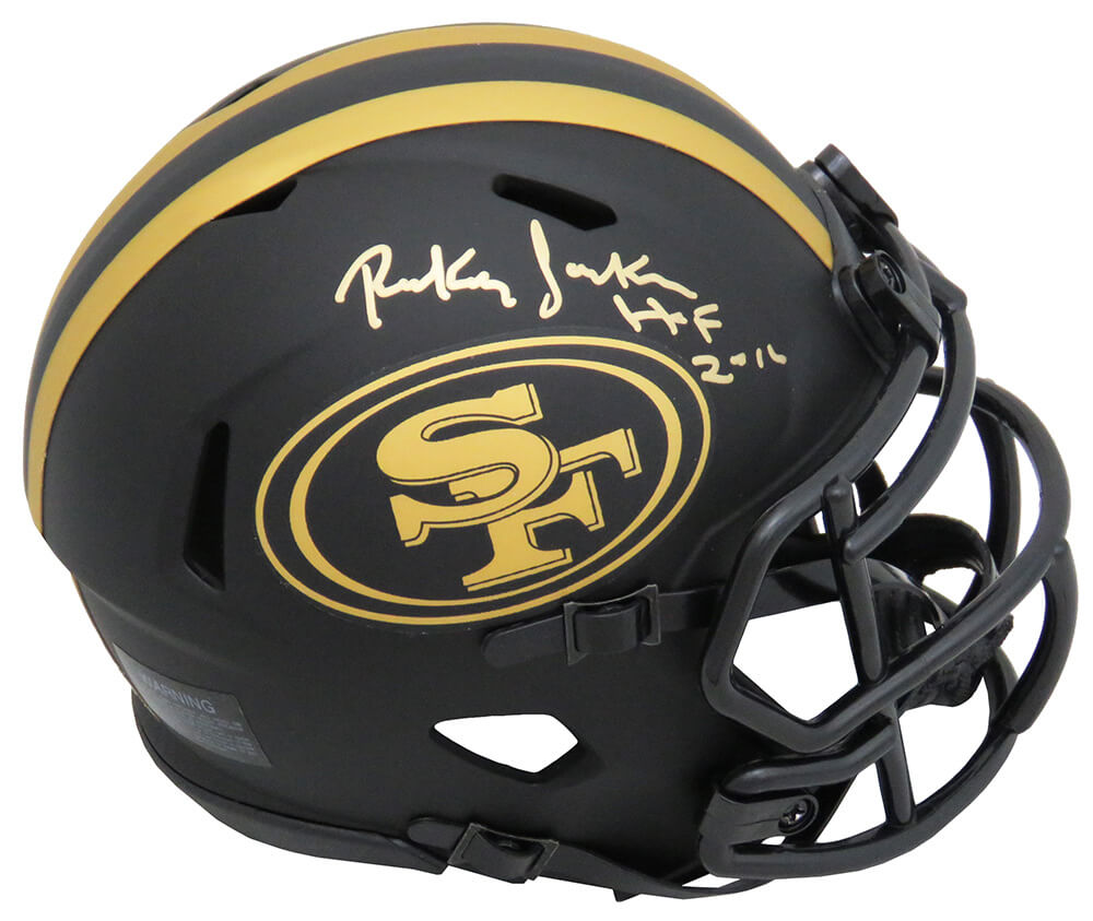 Rickey Jackson Signed San Francisco 49ers Eclipse Black Matte Riddell Speed Mini Helmet w/HOF 2010 - JACMIN325 - Rickey Jackson Signed San Francisco 49ers Eclipse Black Matte Riddell Speed Mini Helmet w/HOF 2010 product image