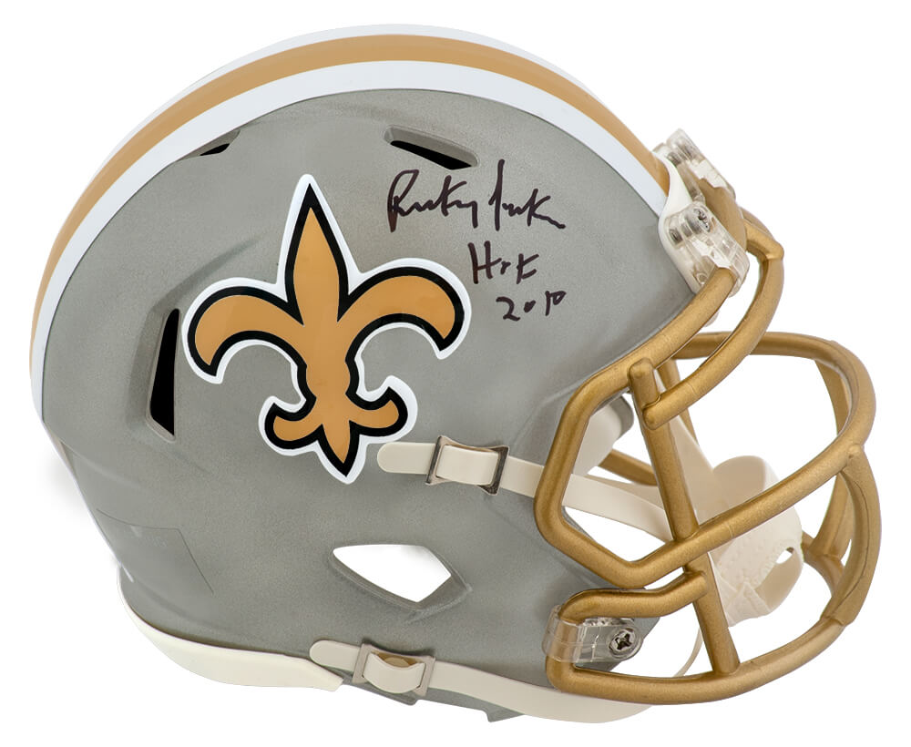Rickey Jackson Signed New Orleans Saints FLASH Riddell Speed Mini Helmet w/HOF 2010 - JACMIN328 - Rickey Jackson Signed New Orleans Saints FLASH Riddell Speed Mini Helmet w/HOF 2010 product image