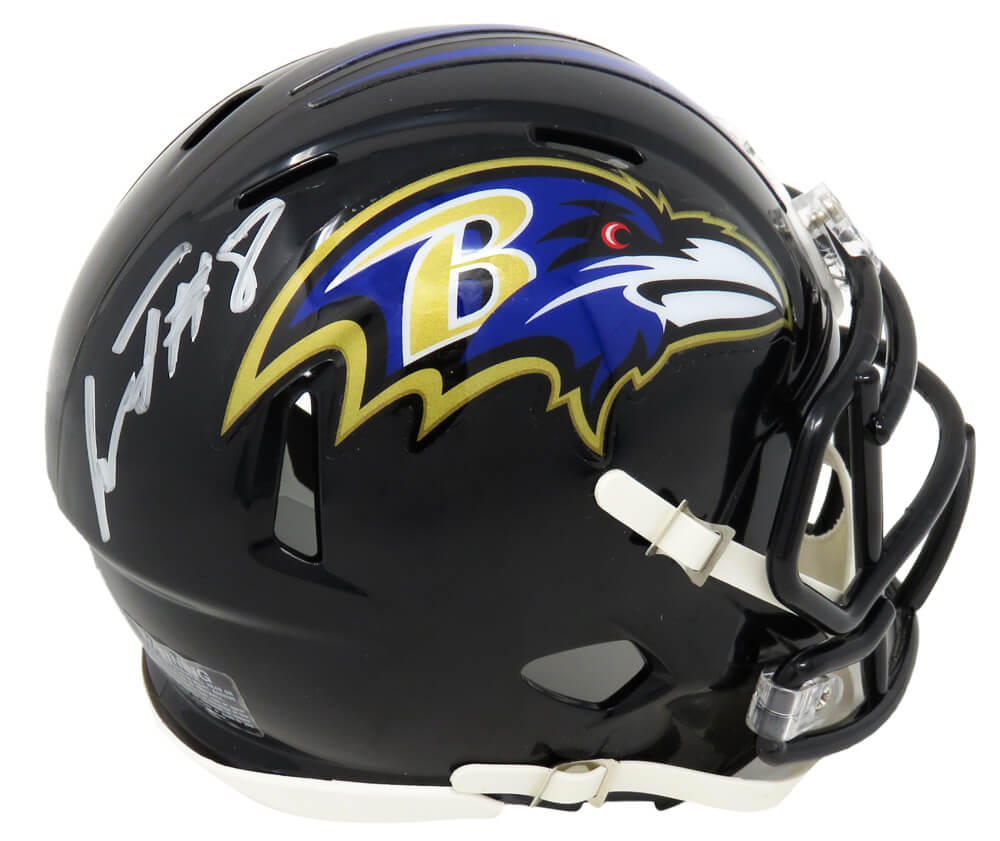 Lamar Jackson Signed Baltimore Ravens Riddell Speed Mini Helmet - JACMIN340 - Lamar Jackson Signed Baltimore Ravens Riddell Speed Mini Helmet product image