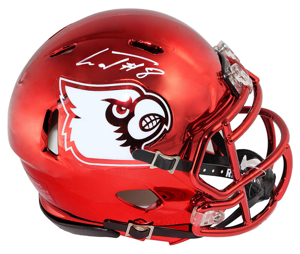 Lamar Jackson Signed Louisville Cardinals Riddell Red Chrome Mini Helmet - JACMIN342 - Lamar Jackson Signed Louisville Cardinals Riddell Red Chrome Mini Helmet product image