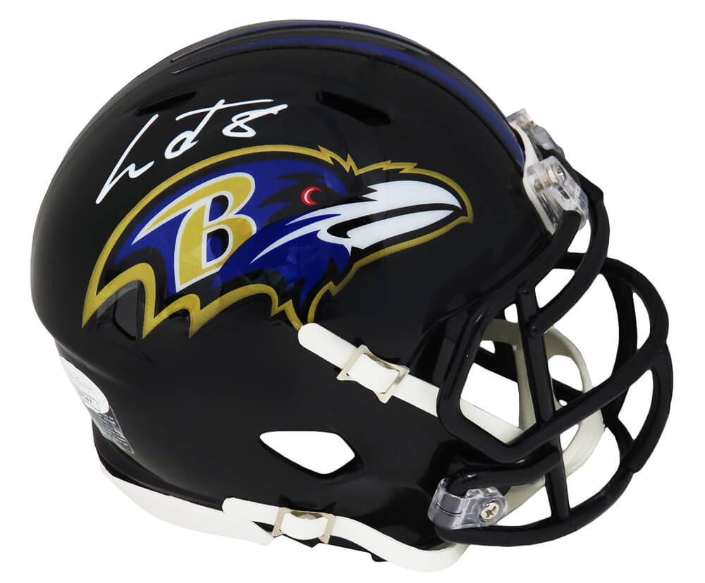 Lamar Jackson Signed Baltimore Ravens Riddell Speed Mini Helmet (JSA) - JACMIN343 - Lamar Jackson Signed Baltimore Ravens Riddell Speed Mini Helmet (JSA) product image
