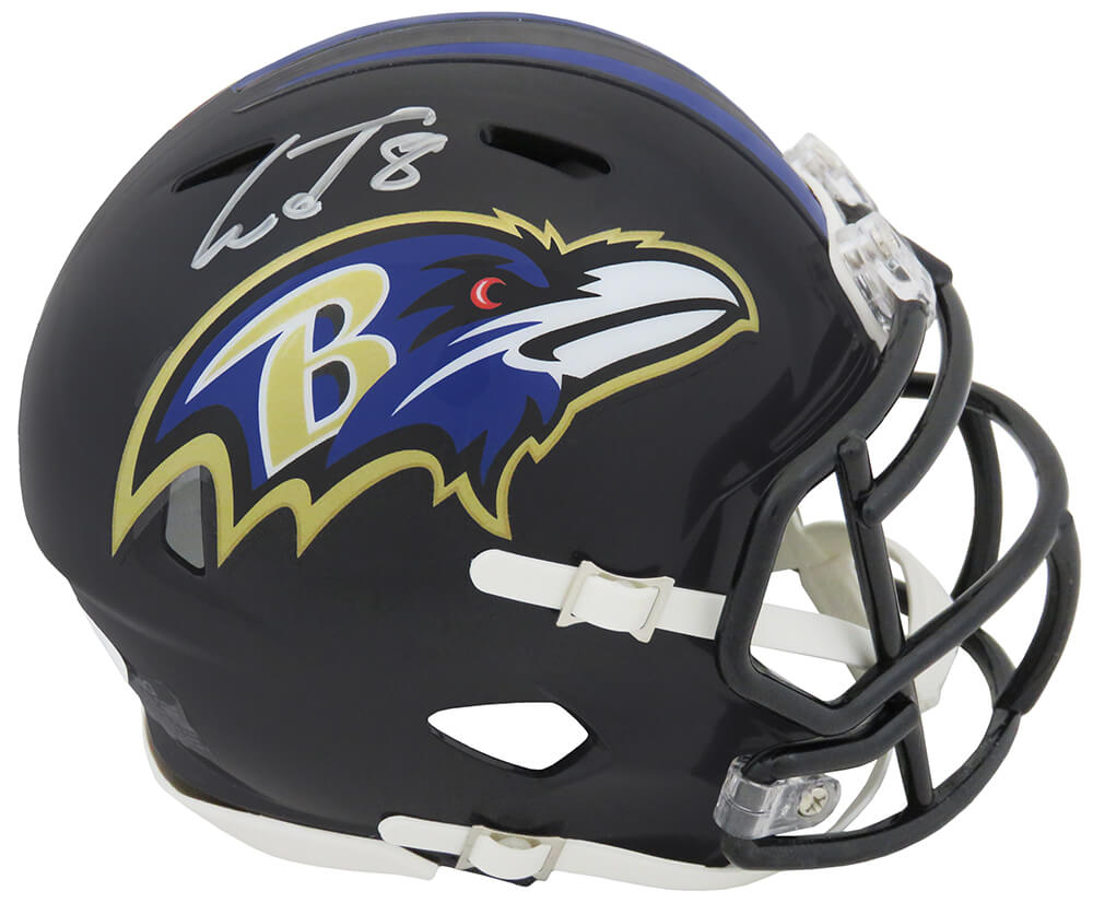 Lamar Jackson Signed Ravens Riddell Speed Mini Helmet (JSA COA) - JACMIN345 - Lamar Jackson Signed Ravens Riddell Speed Mini Helmet (JSA COA) product image