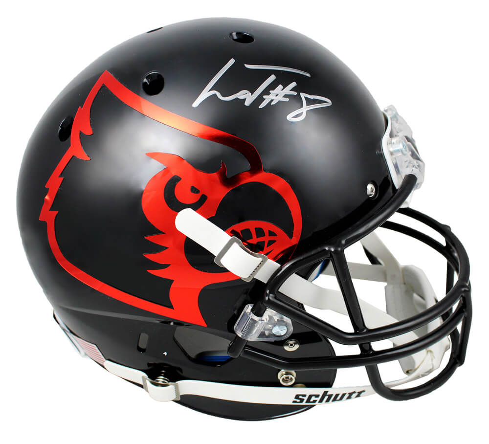 Lamar Jackson Signed Louisville Cardinals Black Schutt Full Size Replica Helmet - JACREP321 - Lamar Jackson Signed Louisville Cardinals Black Schutt Full Size Replica Helmet product image