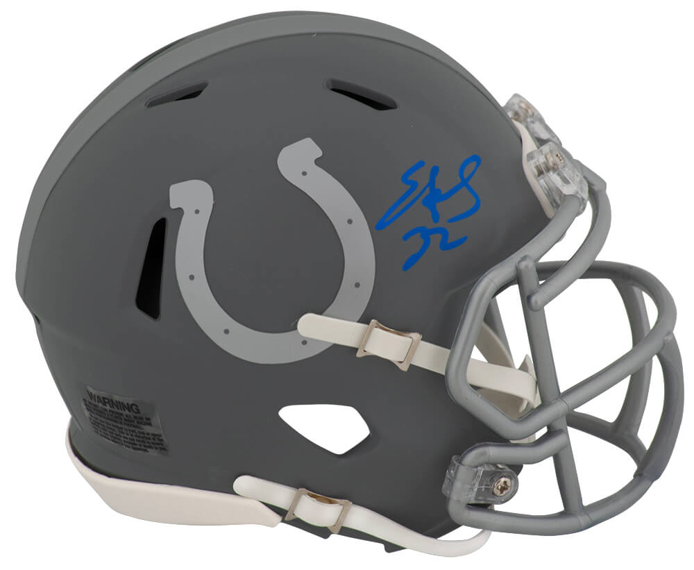 Edgerrin James Signed Indianapolis Colts SLATE Riddell Speed Mini Helmet - JAMMIN303 - Edgerrin James Signed Indianapolis Colts SLATE Riddell Speed Mini Helmet product image