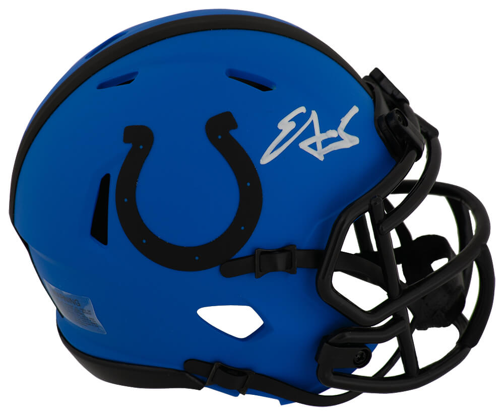 Edgerrin James Signed Indianapolis Colts RAVE Riddell Speed Mini Helmet - JAMMIN305 - Edgerrin James Signed Indianapolis Colts RAVE Riddell Speed Mini Helmet product image
