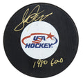 Steve Janaszak Signed USA Hockey Logo Hockey Puck w/1980 Gold - JANPUC400 - Steve Janaszak Signed USA Hockey Logo Hockey Puck w/1980 Gold product image