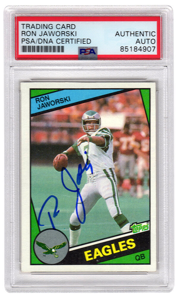 Ron Jaworski Signed Philadelphia Eagles 1984 Topps Football Trading Card #330 - (PSA Encapsulated) - JAWCAR300 - Ron Jaworski Signed Philadelphia Eagles 1984 Topps Football Trading Card #330 - (PSA Encapsulated) product image