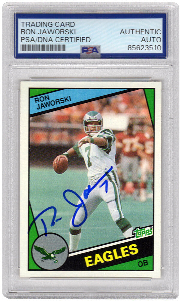 Ron Jaworski Signed Philadelphia Eagles 1984 Topps Football Card #330 - (PSA Encapsulated) - JAWCAR303 - Ron Jaworski Signed Philadelphia Eagles 1984 Topps Football Card #330 - (PSA Encapsulated) product image