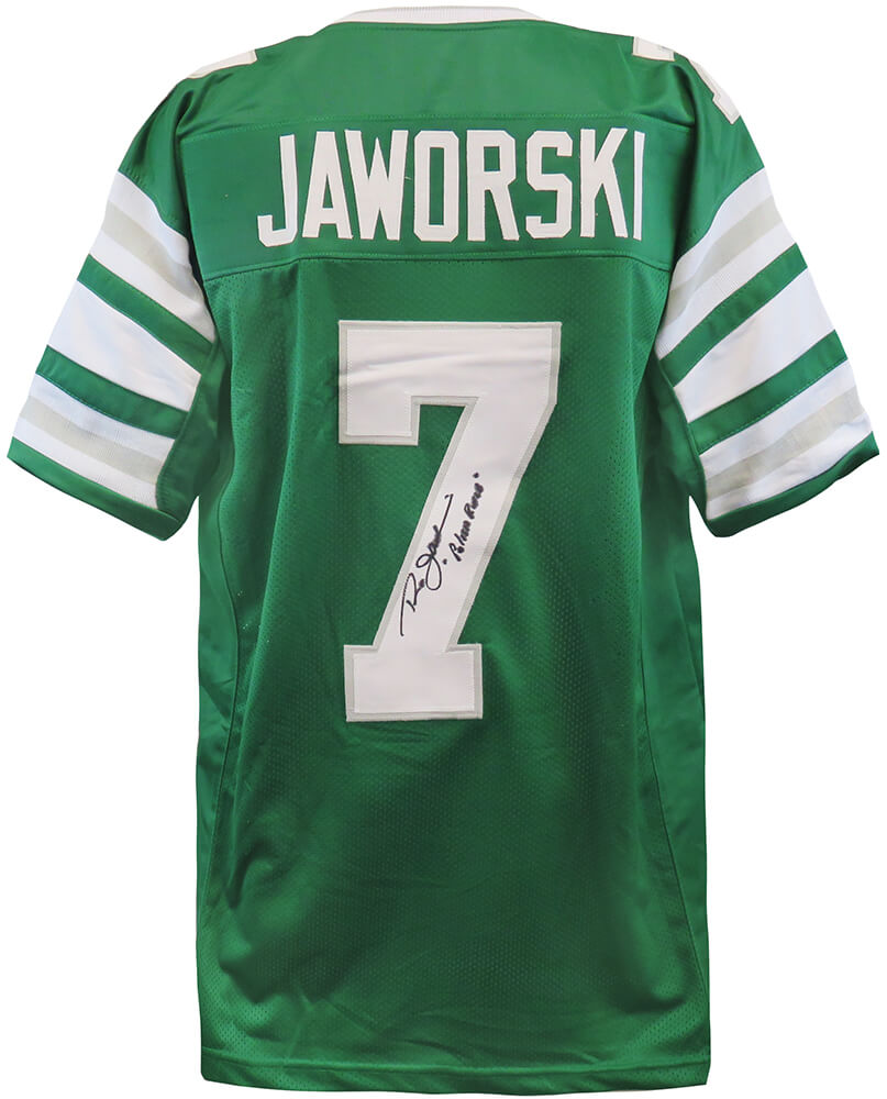 Ron Jaworski Signed Green Throwback Custom Football Jersey w/Polish Rifle - JAWJRY301 - Ron Jaworski Signed Green Throwback Custom Football Jersey w/Polish Rifle product image