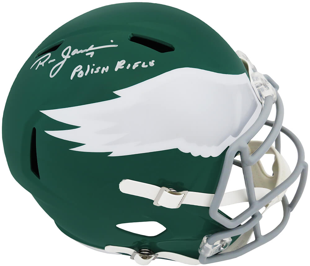Ron Jaworski Signed Philadelphia Eagles Throwback Riddell Full Size Speed Replica Helmet w/Polish Rifle - JAWREP302 - Ron Jaworski Signed Philadelphia Eagles Throwback Riddell Full Size Speed Replica Helmet w/Polish Rifle product image