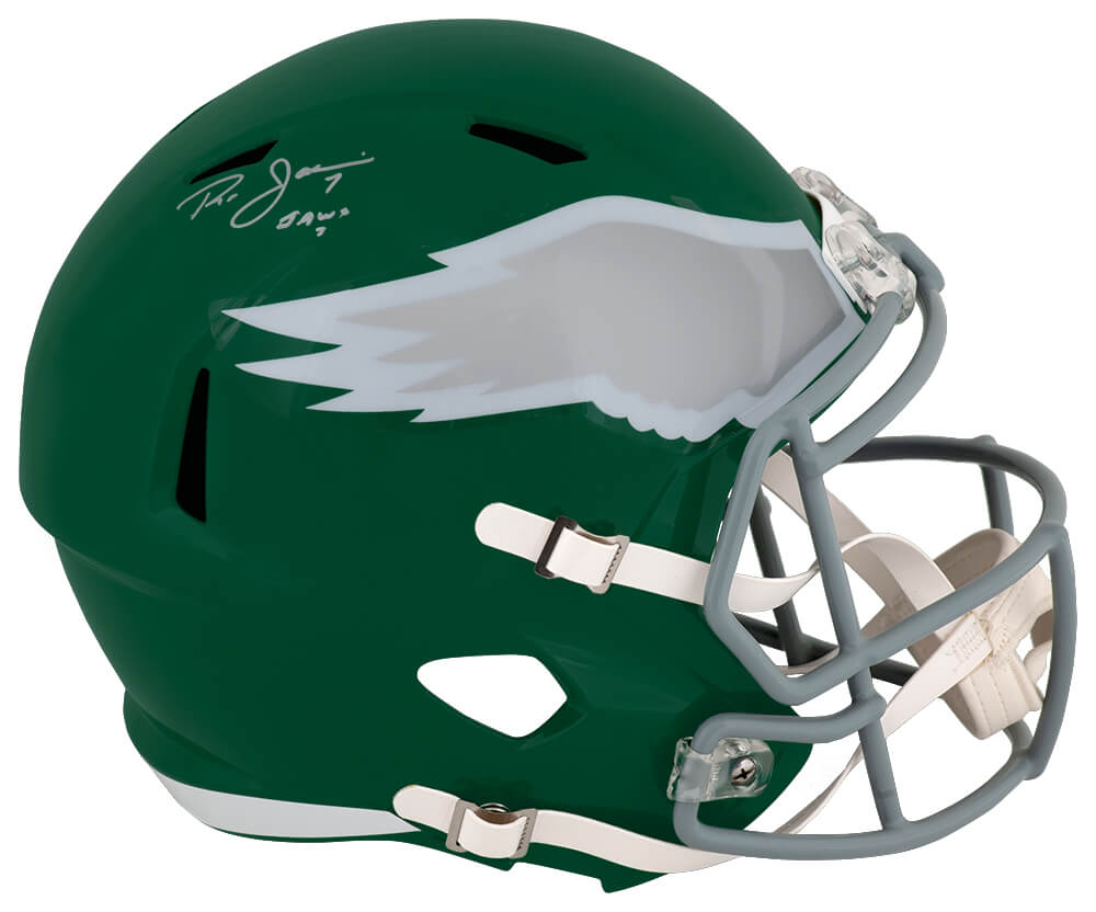 Ron Jaworski Signed Philadelphia Eagles Throwback Riddell Full Size Speed Replica Helmet w/Jaws - JAWREP307 - Ron Jaworski Signed Philadelphia Eagles Throwback Riddell Full Size Speed Replica Helmet w/Jaws product image