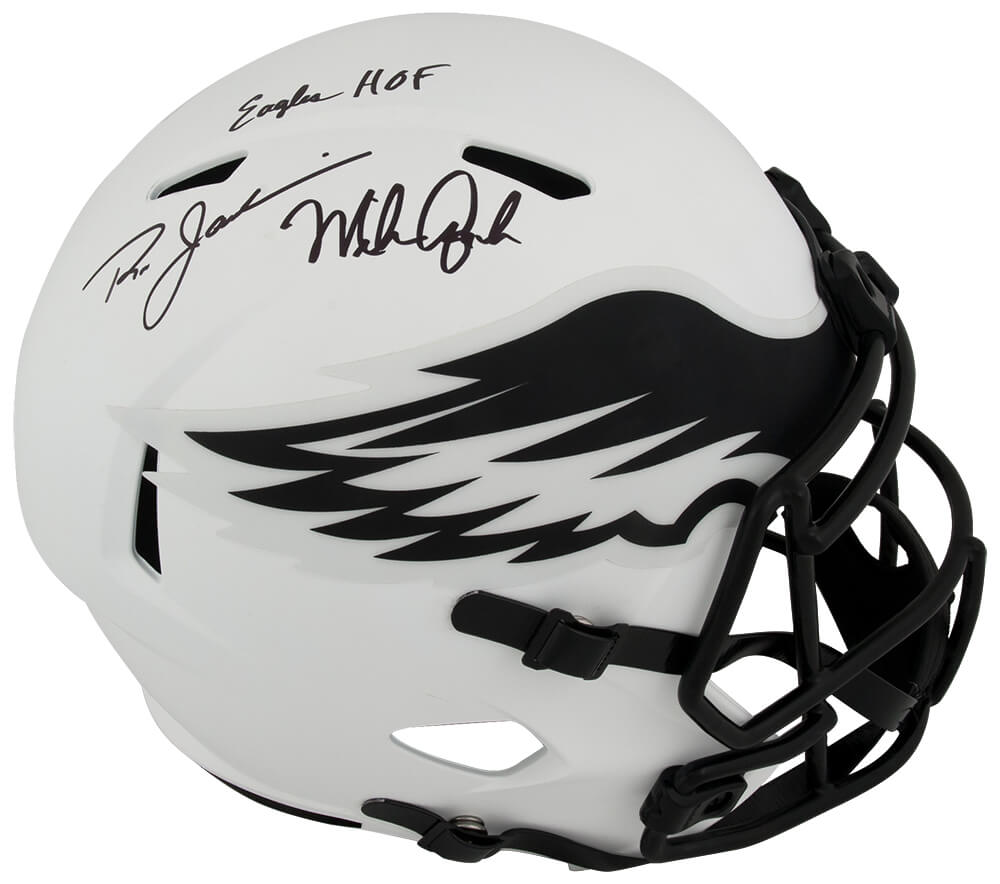 Ron Jaworski & Mike Quick Signed Lunar Eclipse Riddell Full Size Speed Replica Helmet w/Eagles HOF - JAWREP320 - Ron Jaworski & Mike Quick Signed Lunar Eclipse Riddell Full Size Speed Replica Helmet w/Eagles HOF product image