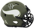 Justin Jefferson Signed Minnesota Vikings Salute to Service Riddell Speed Mini Helmet - JEFMIN314 - Justin Jefferson Signed Minnesota Vikings Salute to Service Riddell Speed Mini Helmet product image
