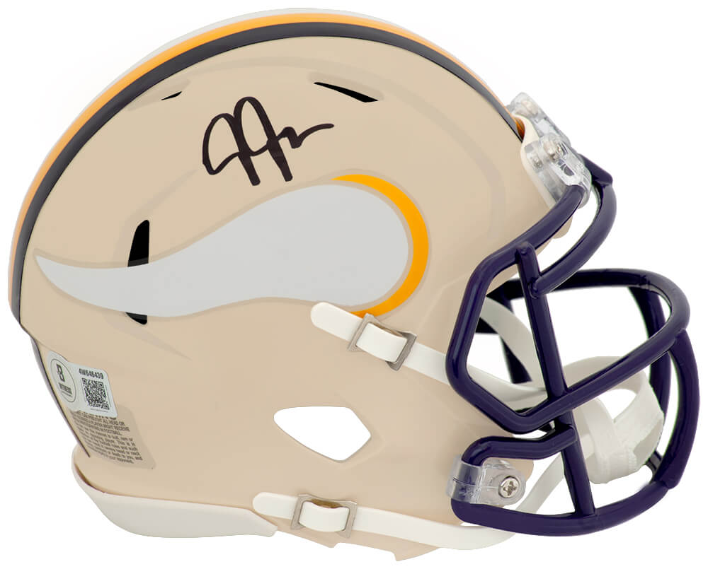 Justin Jefferson Signed Minnesota Vikings RETRO Riddell Speed Mini Helmet - (Beckett) - JEFMIN315 - Justin Jefferson Signed Minnesota Vikings RETRO Riddell Speed Mini Helmet - (Beckett) product image