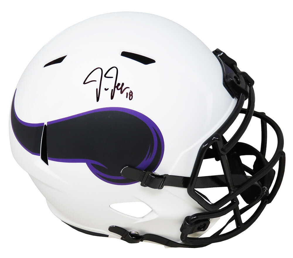 Justin Jefferson Signed Minnesota Vikings Lunar Eclipse White Matte Riddell Full Size Speed Replica Helmet - JEFREP310 - Justin Jefferson Signed Minnesota Vikings Lunar Eclipse White Matte Riddell Full Size Speed Replica Helmet product image