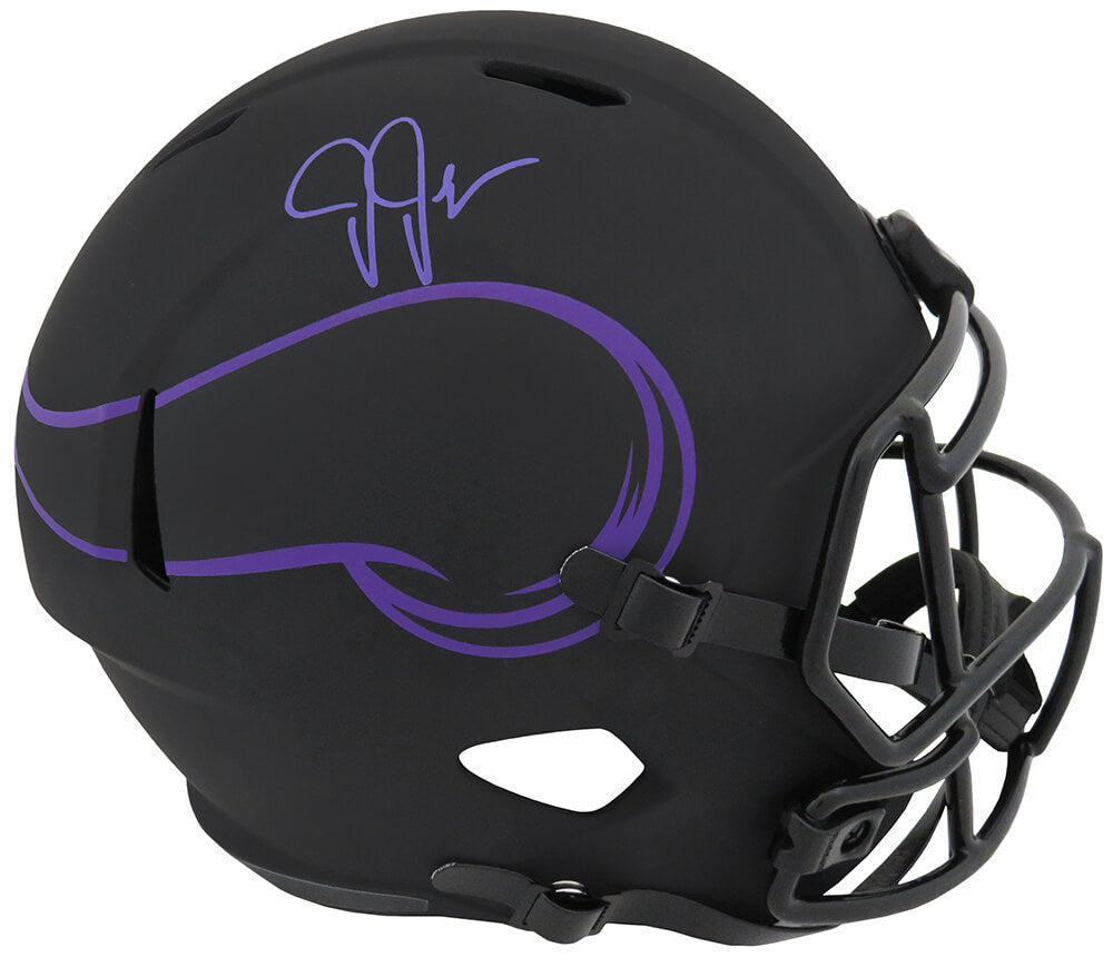 Justin Jefferson Signed Minnesota Vikings ECLIPSE Black Matte Riddell Full Size Speed Replica Helmet - JEFREP312 - Justin Jefferson Signed Minnesota Vikings ECLIPSE Black Matte Riddell Full Size Speed Replica Helmet product image