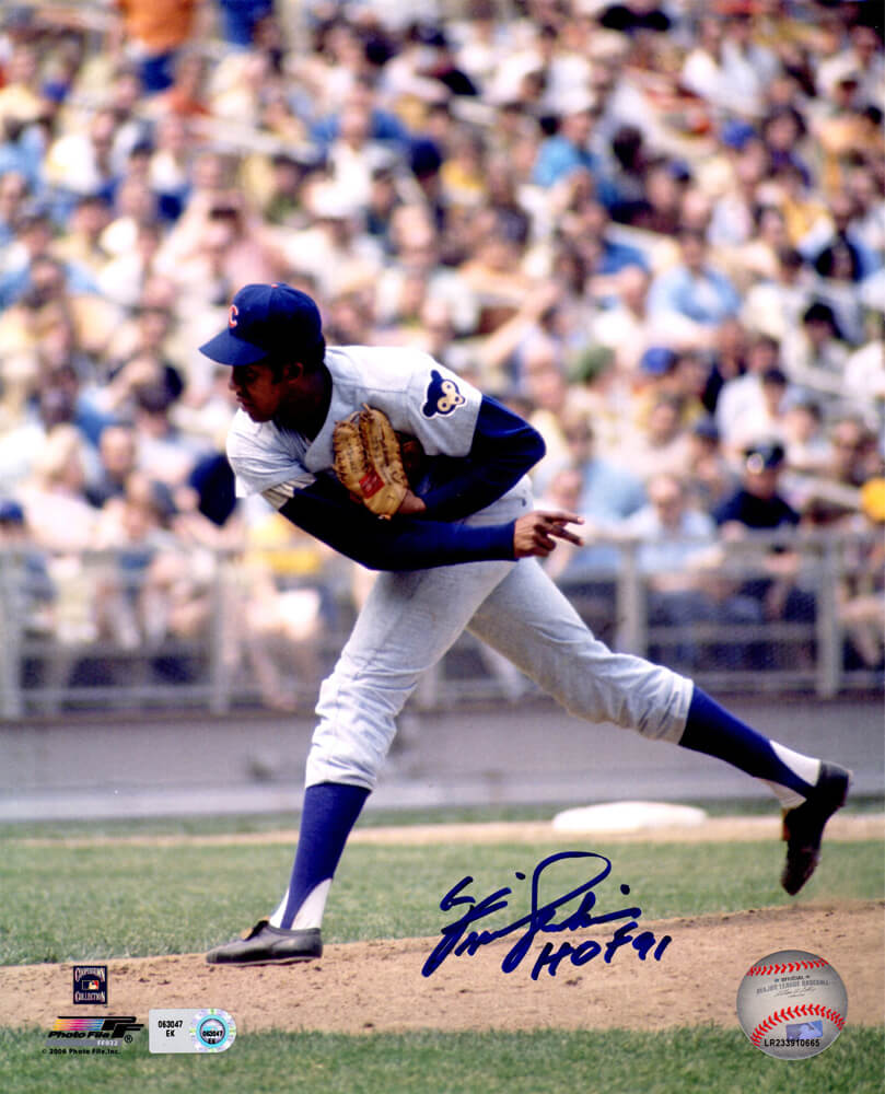 Fergie Jenkins Signed Chicago Cubs Action 8x10 Photo w/HOF 91 - JEN08P103 - Fergie Jenkins Signed Chicago Cubs Action 8x10 Photo w/HOF 91 product image