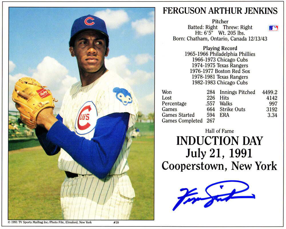 Fergie Jenkins Signed Chicago Cubs Hall of Fame Induction Day 8x10 Photo - JEN08P107 - Fergie Jenkins Signed Chicago Cubs Hall of Fame Induction Day 8x10 Photo product image