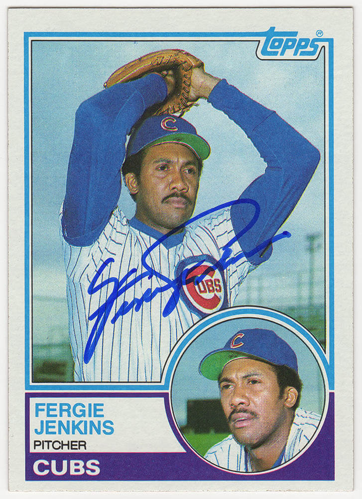 Fergie Jenkins Signed Chicago Cubs 1983 Topps Baseball Trading Card #230 - JENCAR105 - Fergie Jenkins Signed Chicago Cubs 1983 Topps Baseball Trading Card #230 product image