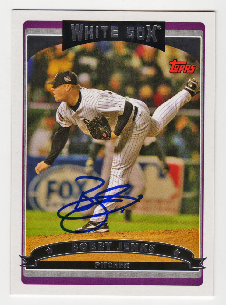 Bobby Jenks Signed White Sox 2006 Topps Baseball Card #454 - JENCAR123 - Bobby Jenks Signed White Sox 2006 Topps Baseball Card #454 product image