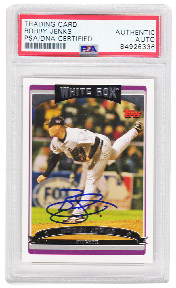 Bobby Jenks Signed White Sox 2006 Topps Baseball Card #454 - (PSA Encapsulated) - JENCAR132 - Bobby Jenks Signed White Sox 2006 Topps Baseball Card #454 - (PSA Encapsulated) product image