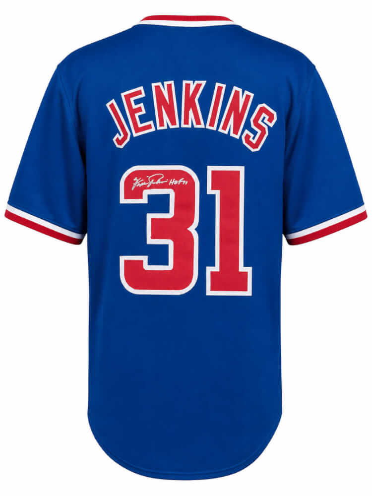 Fergie Jenkins Signed Blue Custom Baseball Jersey w/HOF'91 - JENJRY105 - Fergie Jenkins Signed Blue Custom Baseball Jersey w/HOF'91 product image