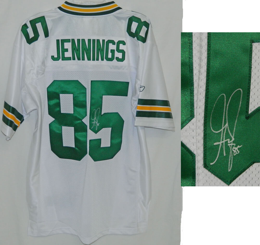 Greg Jennings Signed Packers Reebok White Premier Jersey - JENJRY300 - Greg Jennings Signed Packers Reebok White Premier Jersey product image
