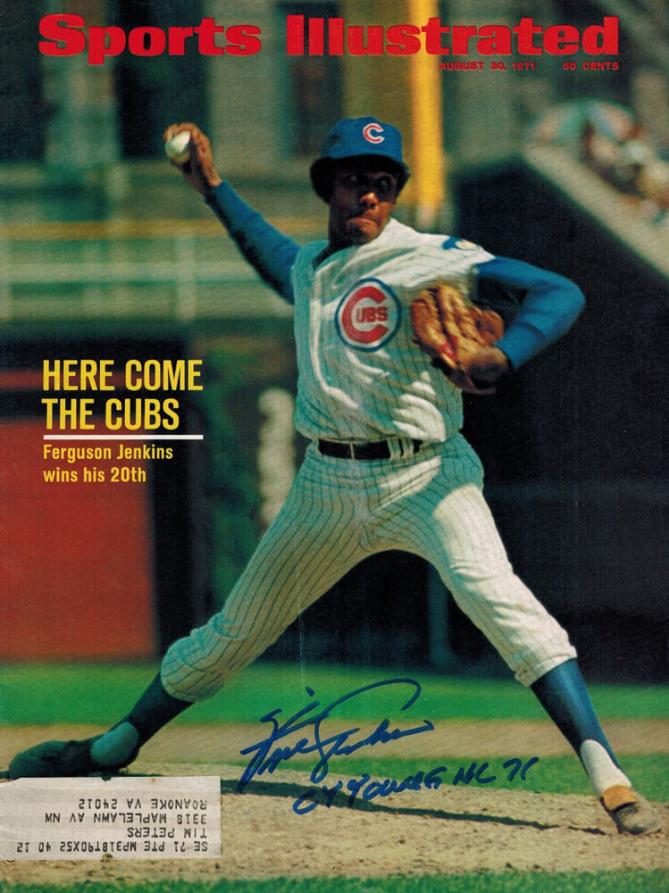 Fergie Jenkins Signed Cubs 8/30/71 Sports Illustrated w/Cy Young NL 71 - JENMAG100 - Fergie Jenkins Signed Cubs 8/30/71 Sports Illustrated w/Cy Young NL 71 product image
