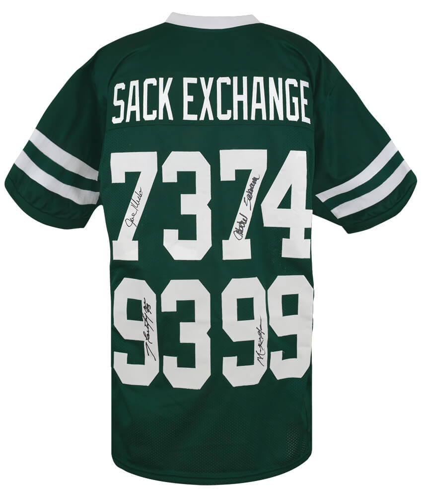 New York Sack Exchange Signed Green Throwback Custom Football Jersey - JETJRY301 - New York Sack Exchange Signed Green Throwback Custom Football Jersey product image