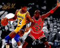 Magic Johnson Signed Los Angeles Lakers Action Spotlight 8x10 Photo w/Michael Jordan - JOH08P210 - Magic Johnson Signed Los Angeles Lakers Action Spotlight 8x10 Photo w/Michael Jordan product image