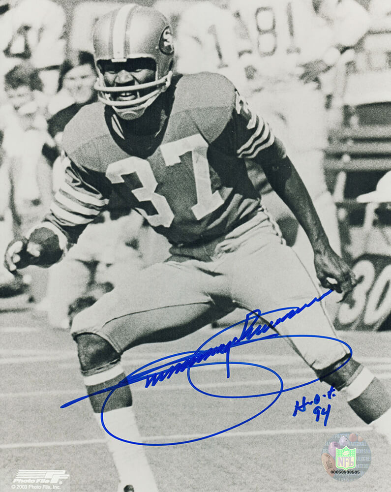 Jimmy Johnson Signed San Francisco 49ers B&W Action 8x10 Photo w/HOF'94 - JOH08P321 - Jimmy Johnson Signed San Francisco 49ers B&W Action 8x10 Photo w/HOF'94 product image