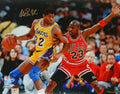 Magic Johnson Signed Los Angeles Lakers Action Post 16x20 Photo w/Michael Jordan - JOH16P236 - Magic Johnson Signed Los Angeles Lakers Action Post 16x20 Photo w/Michael Jordan product image