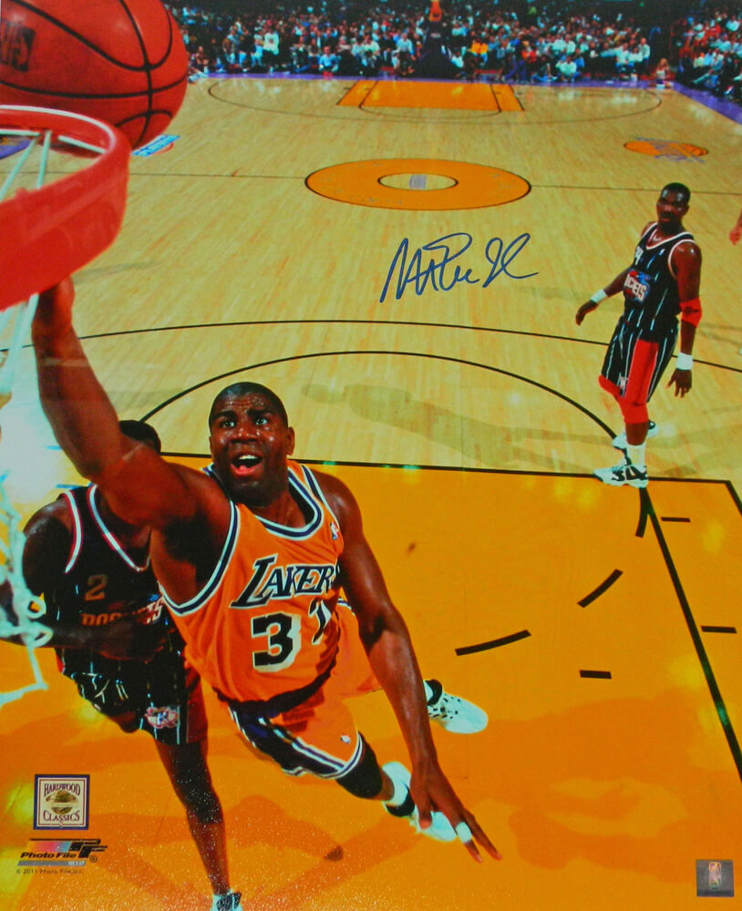 Magic Johnson Signed Los Angeles Lakers Action Lay Up 16x20 Photo - JOH16P240 - Magic Johnson Signed Los Angeles Lakers Action Lay Up 16x20 Photo product image