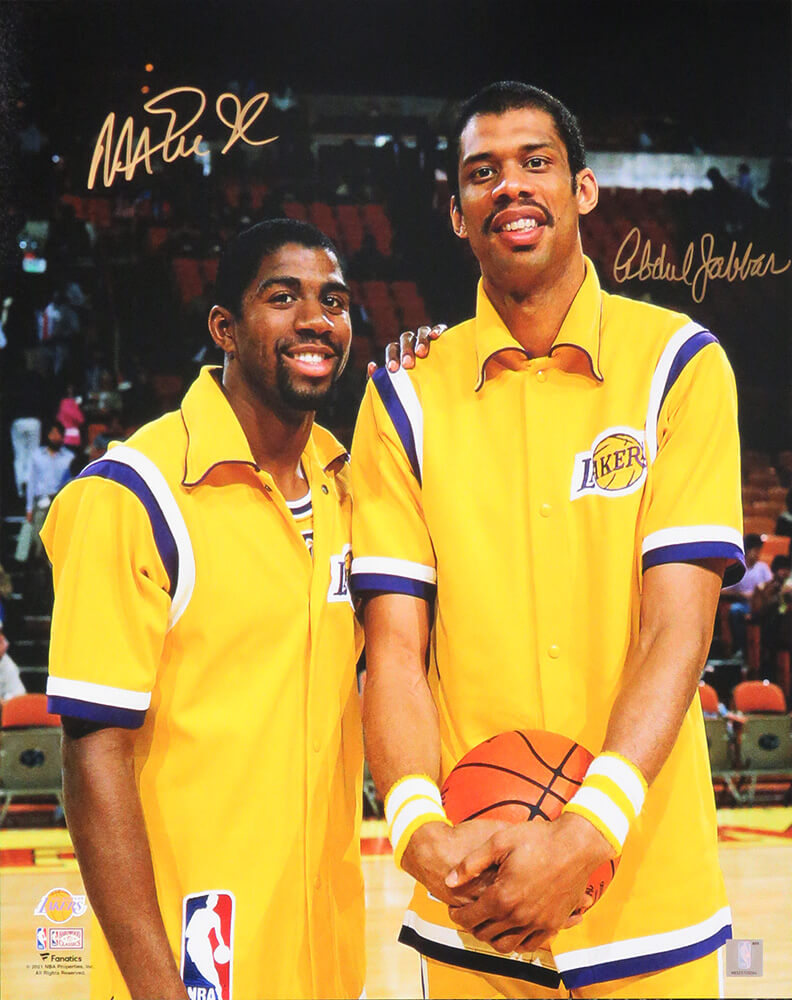Magic Johnson & Kareem Abdul Jabbar Signed Lakers 16x20 Photo - JOH16P276 - Magic Johnson & Kareem Abdul Jabbar Signed Lakers 16x20 Photo product image